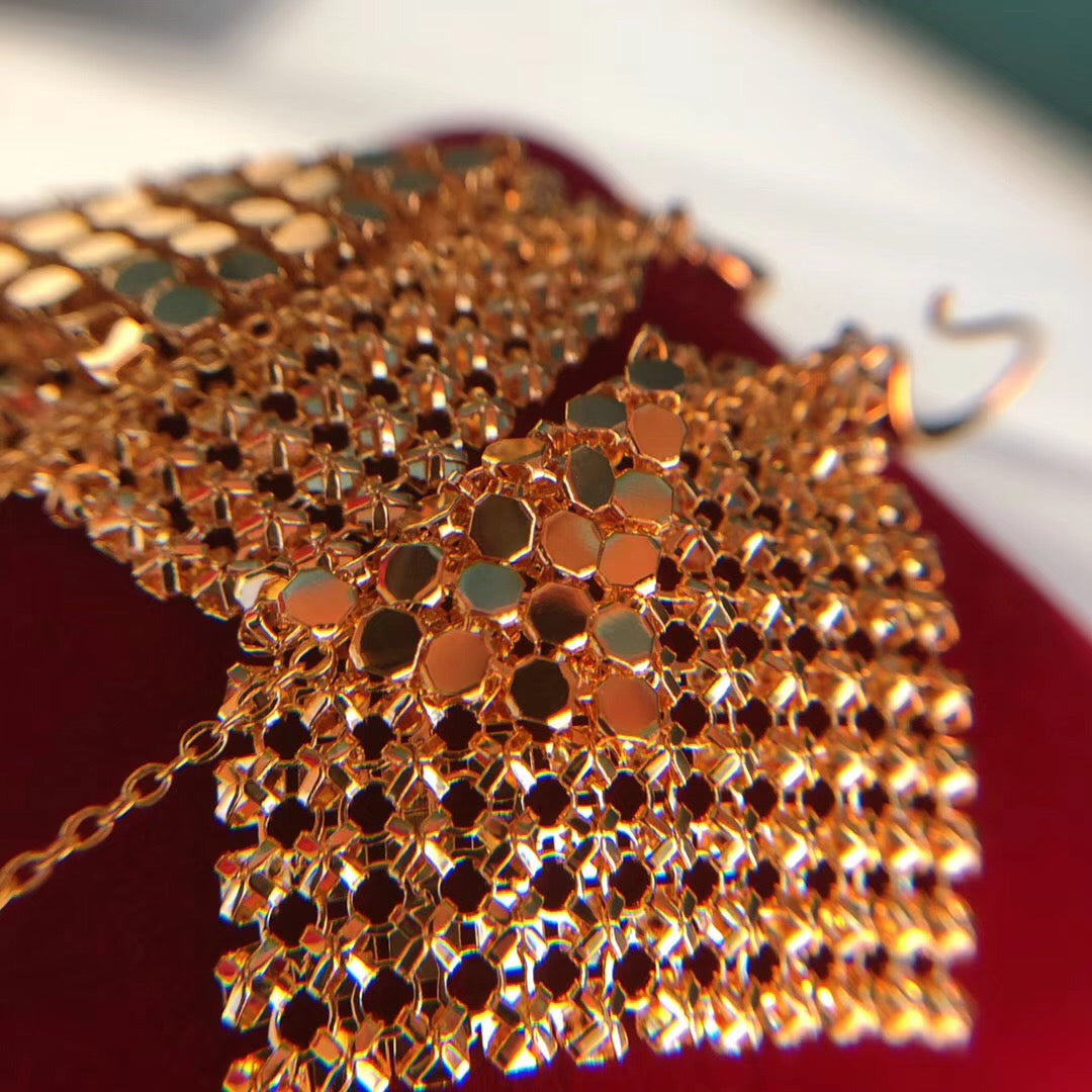 Golden Sequin Drop Earrings