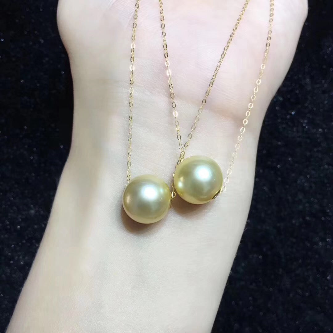 18K Gold 11-12mm South Sea Golden Pearl Necklace