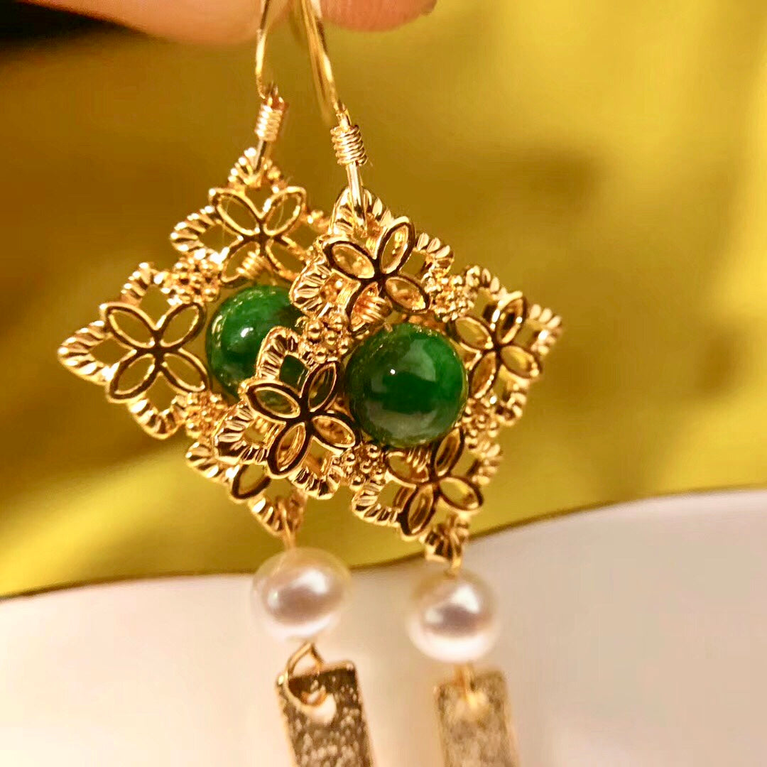 Chinese Knot Inspired Pearl Statement Earrings