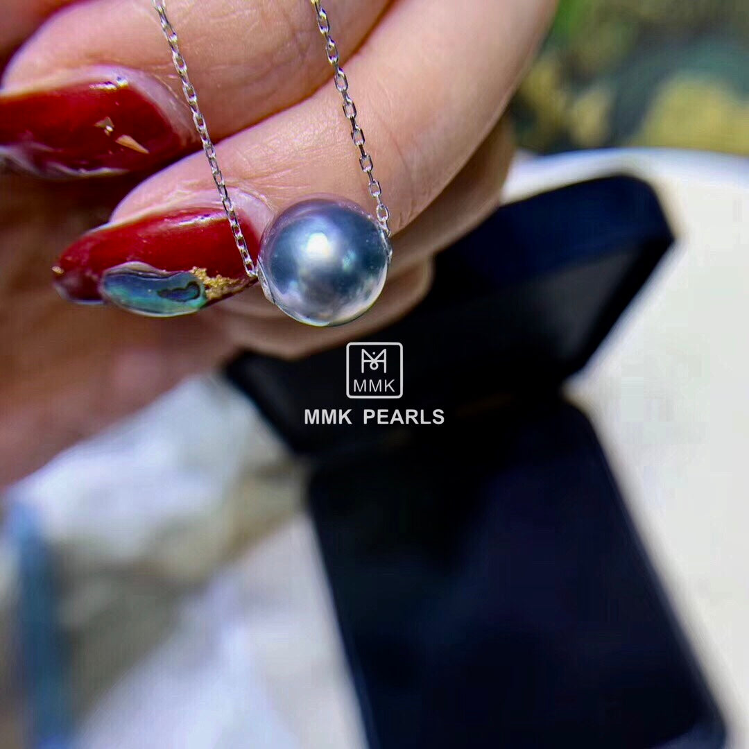 18K Gold 10-11mm Tahitian Grey Pearl Necklace