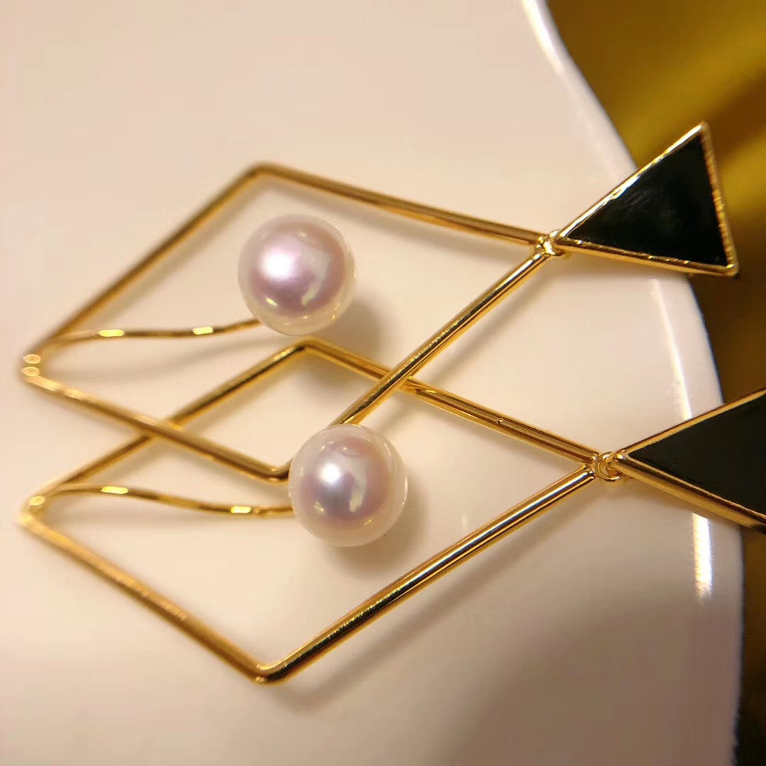 Diamond and Triangle Statement Drop Earrings