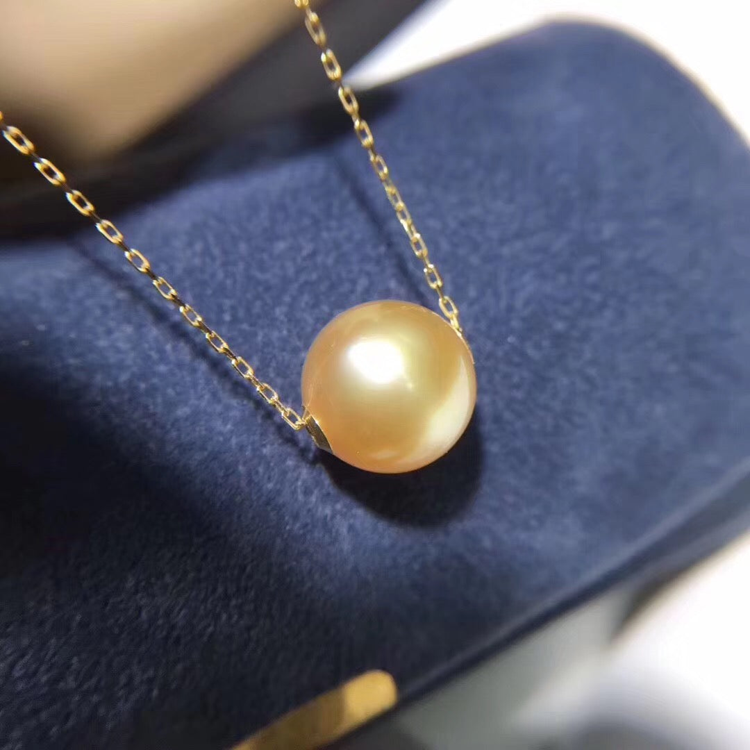 18K Gold 11-12mm South Sea Golden Pearl Necklace