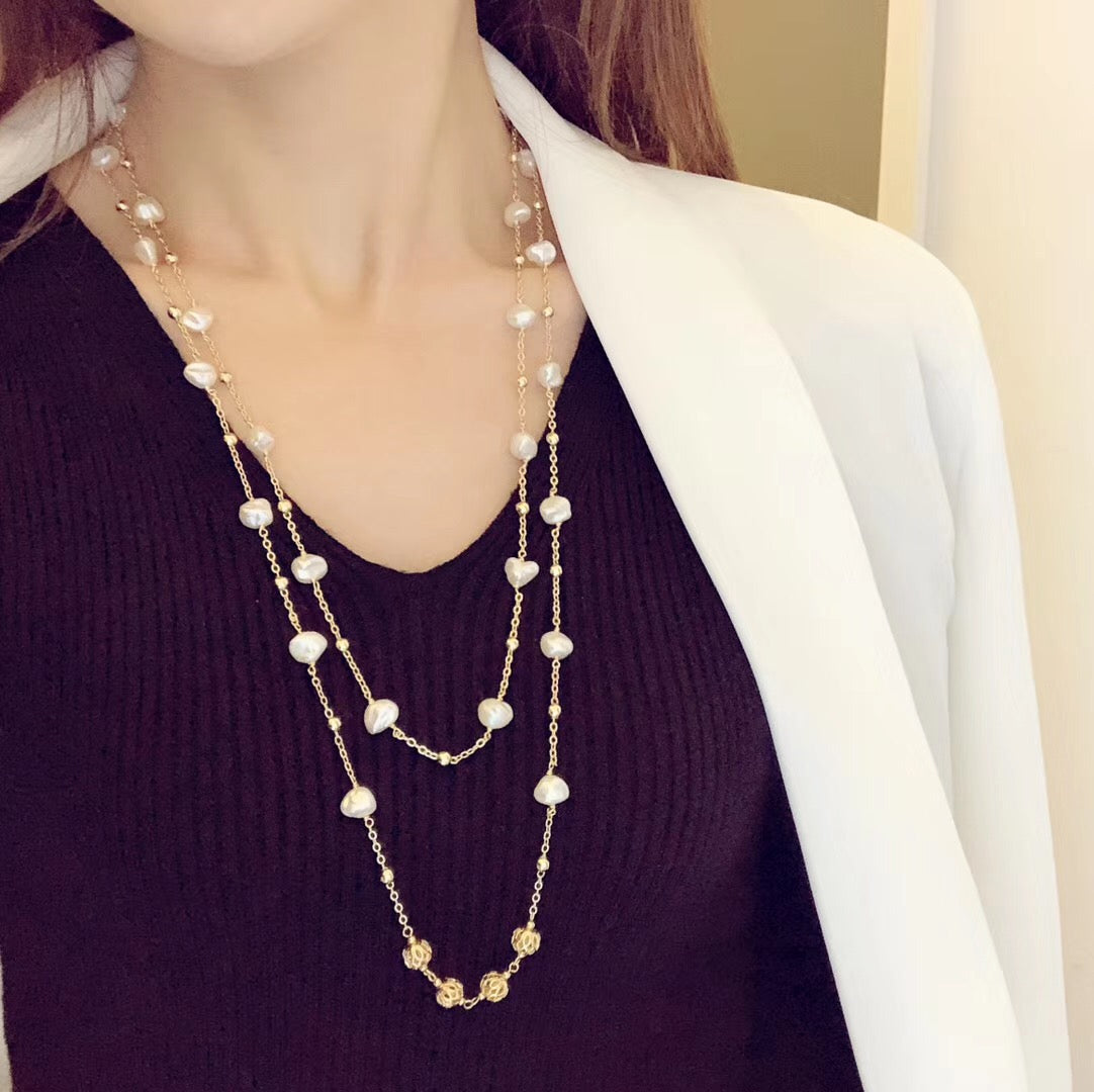 Wild Baroque Pearl Long Necklace