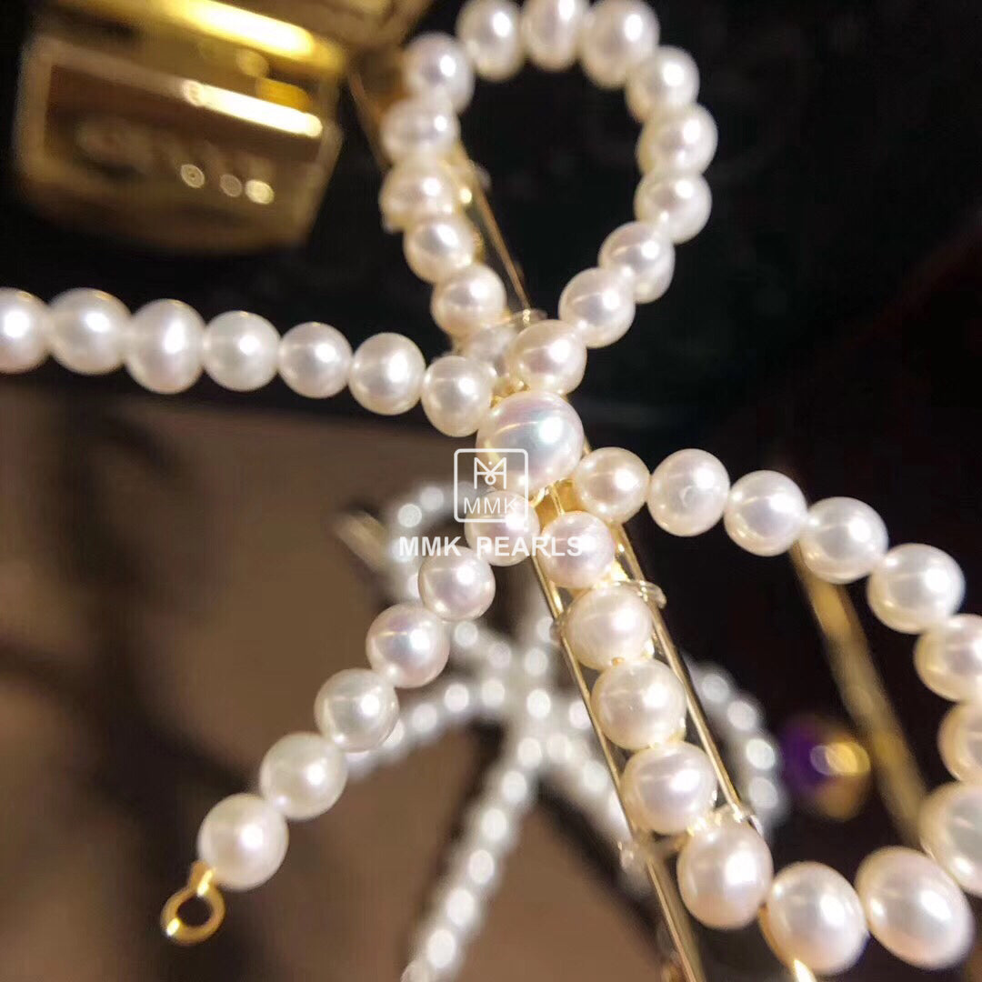 Handmade Authentic Pearl Hair Pin Barrette Design B
