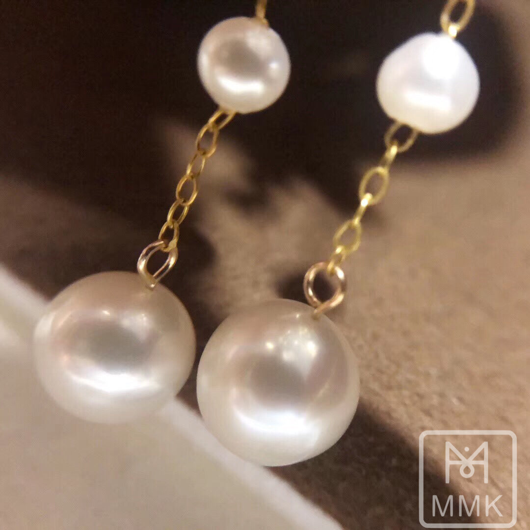 Double-Pearl Drop Earrings 14K Gold Filled