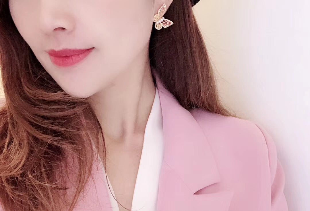 Zirconia Butterfly Studs Earrings