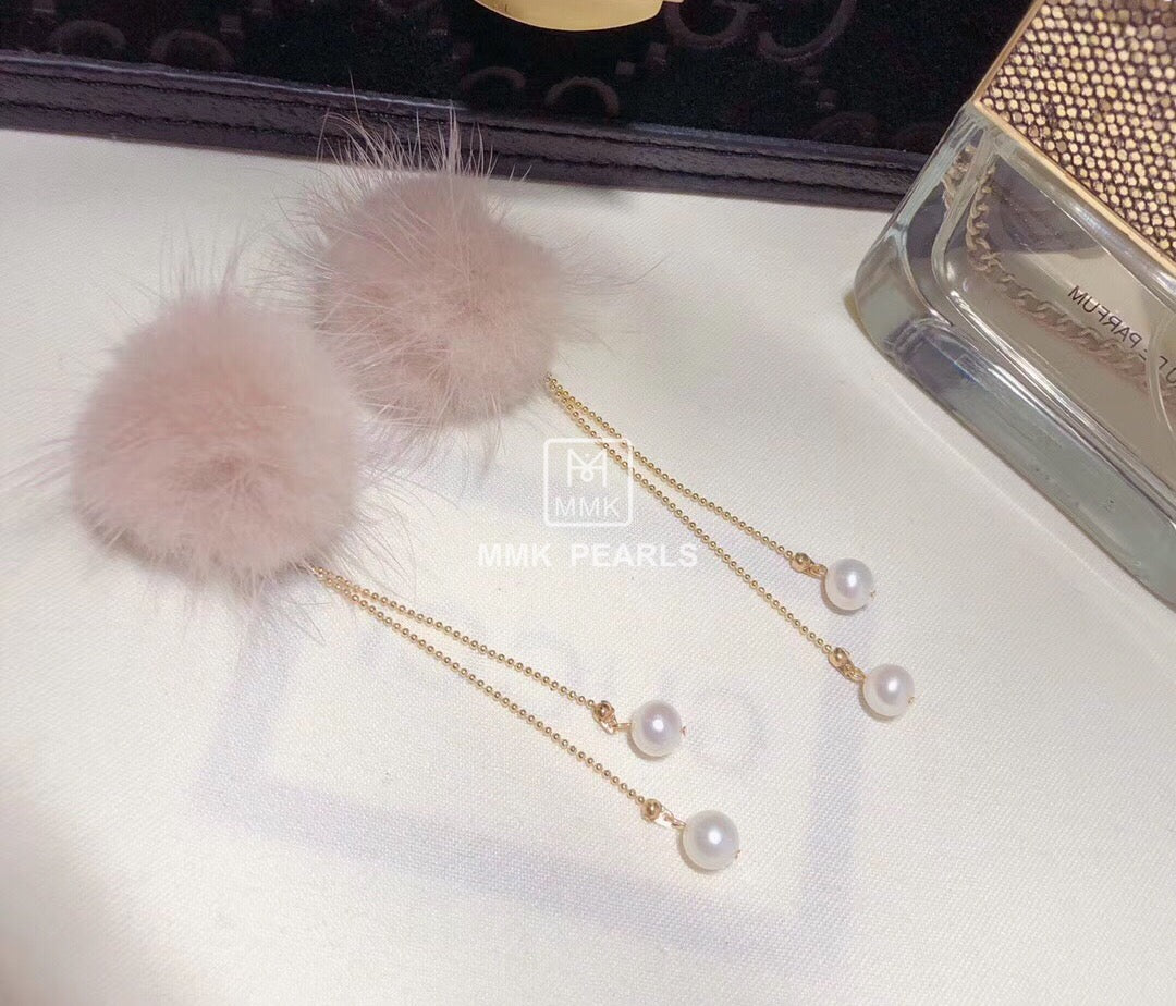 Fur Ball Earrings, Pom Pom Earrings