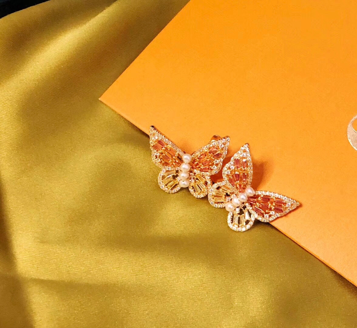 Zirconia Butterfly Studs Earrings