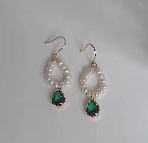 Lab-Created Emerald Gemstone Teardrop Earrings
