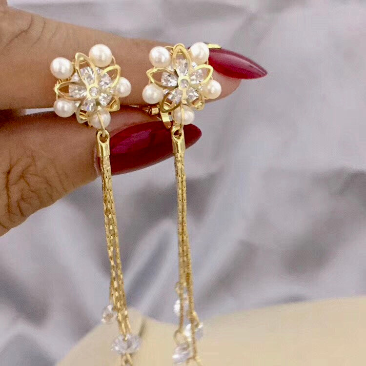 Pure Crystal Pearl Non Pierced / Clip On Earrings