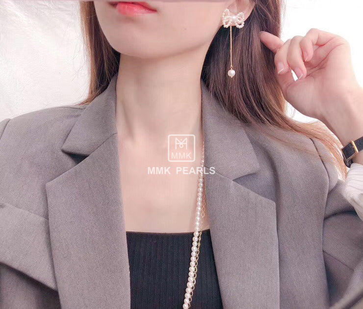 Handmade Bowtie Pearl Earrings