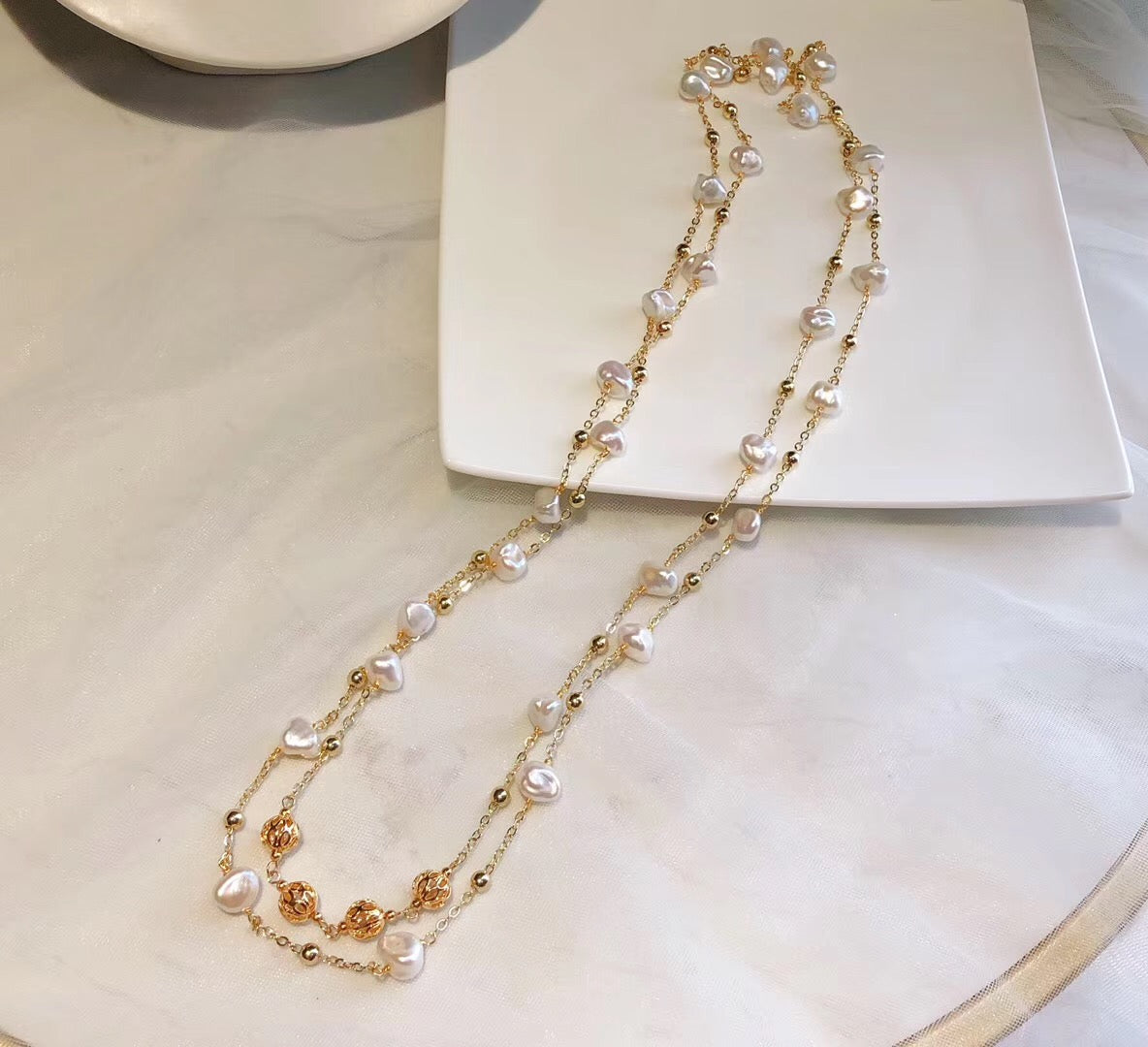 Wild Baroque Pearl Long Necklace