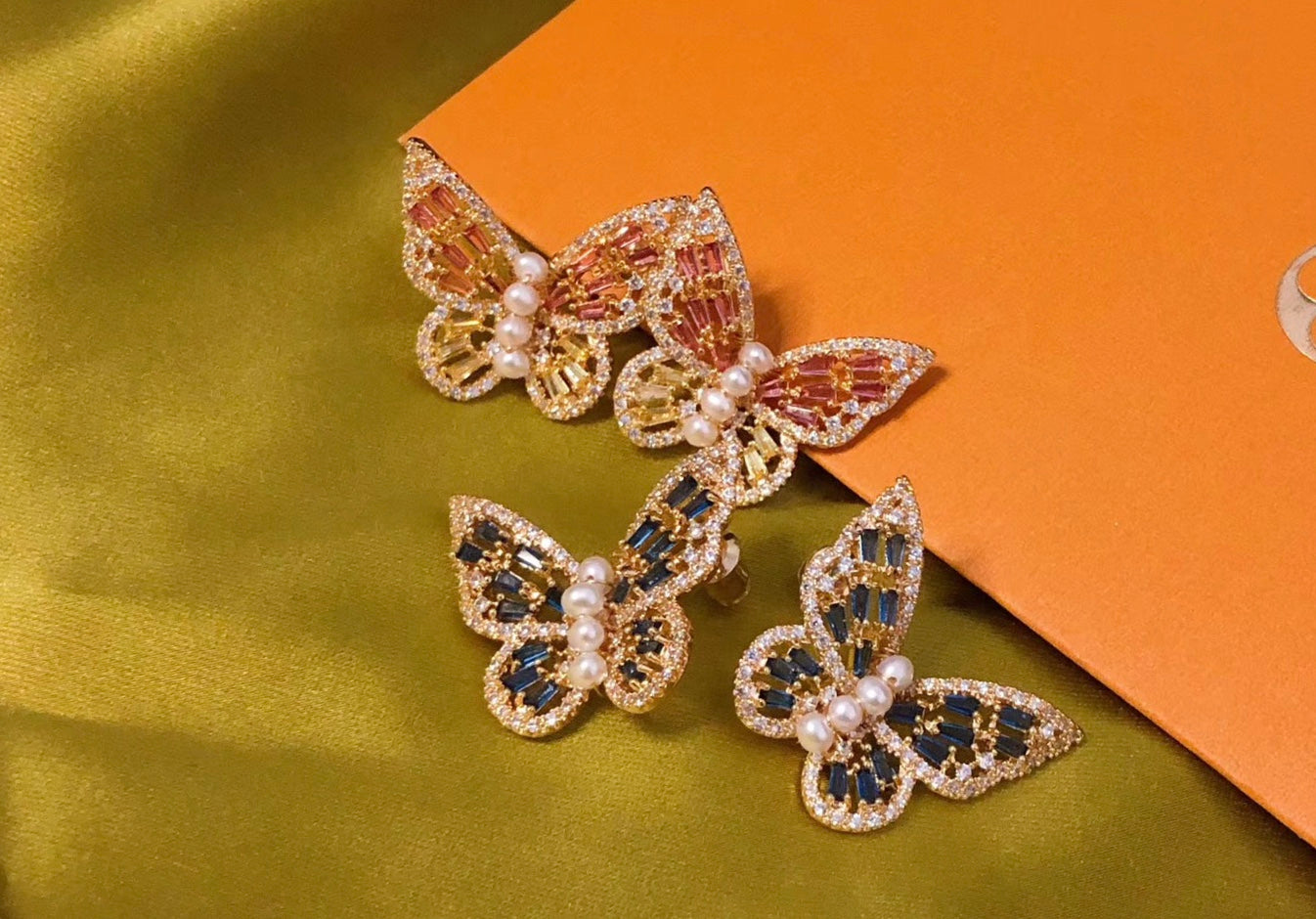 Zirconia Butterfly Studs Earrings