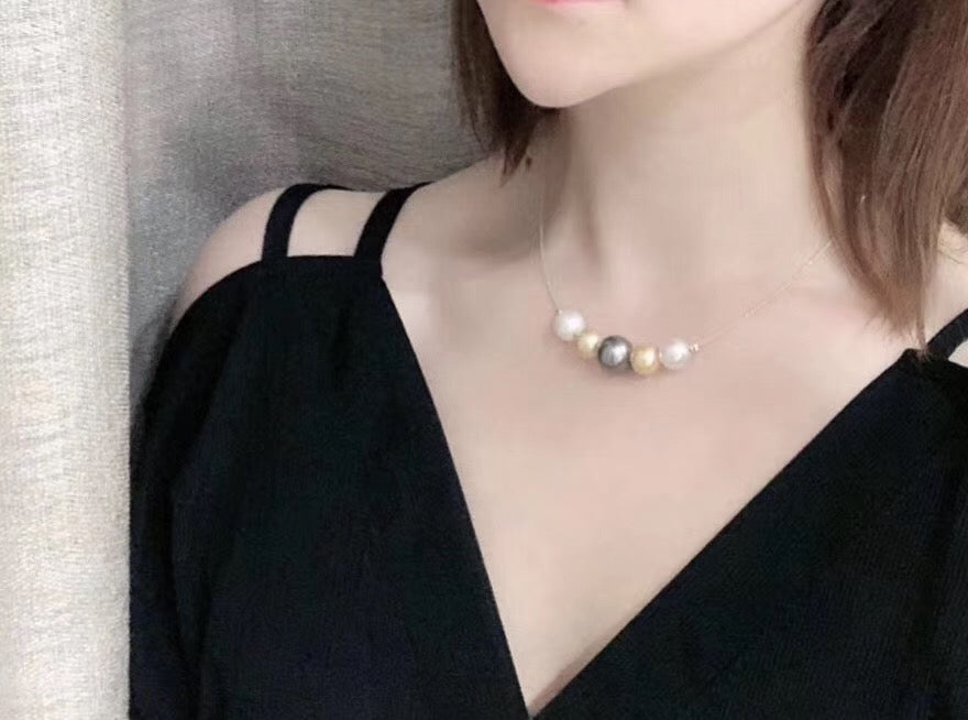 18K Gold Saltwater Pearl Hoop Necklace