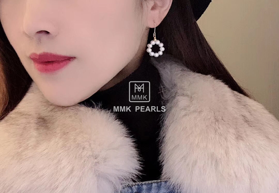 14K Gold Filled Donut Hoop Pearl Earrings