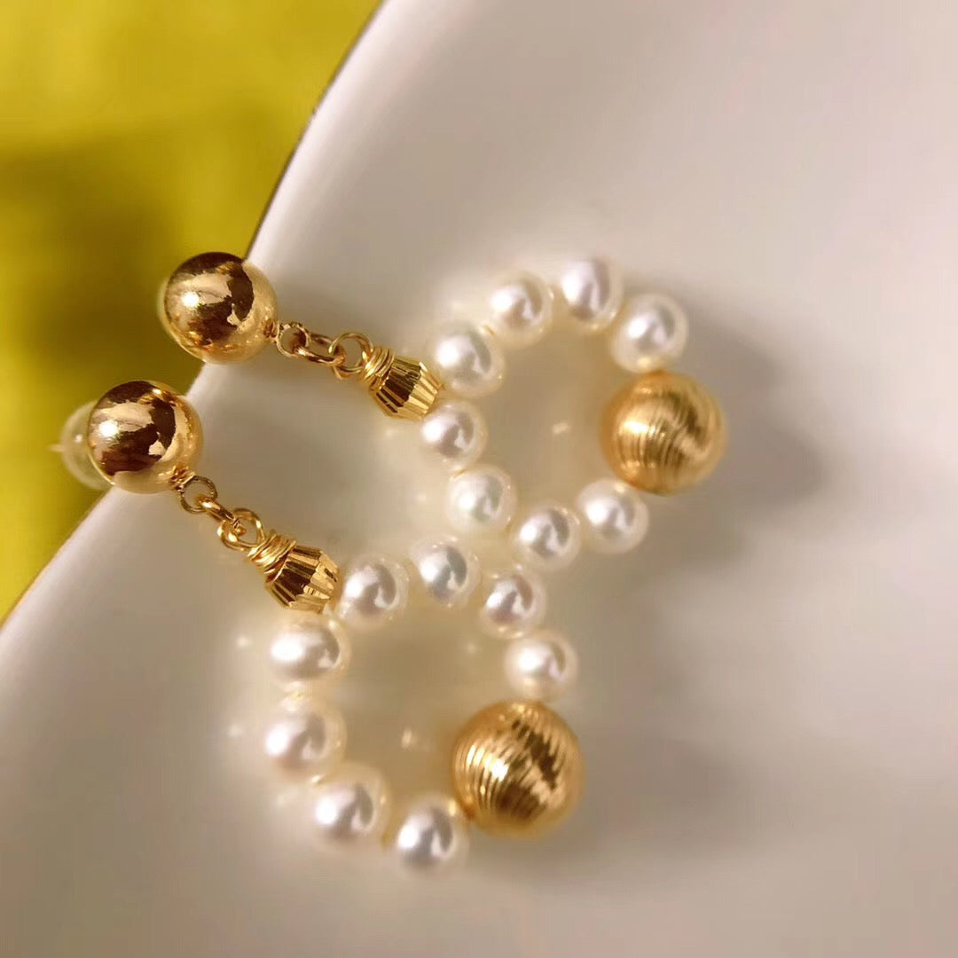 Front Hoop Pearl Post Earrings