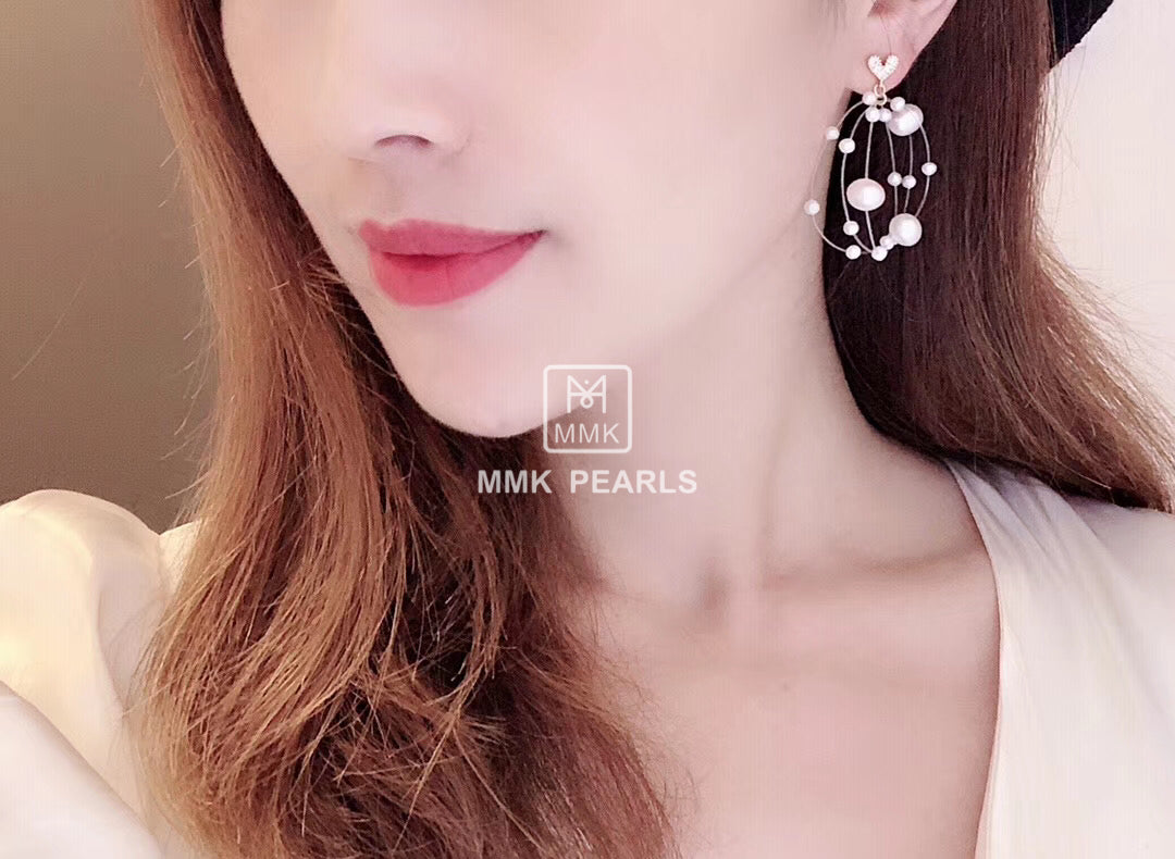 Delicate Pearl Heart Studs Earrings