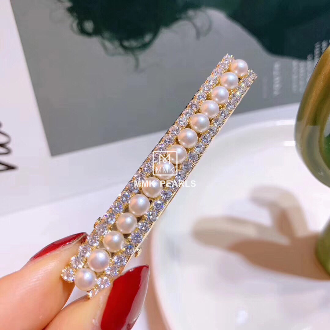 Handmade Authentic Pearl Hair Pin Barrette Design E