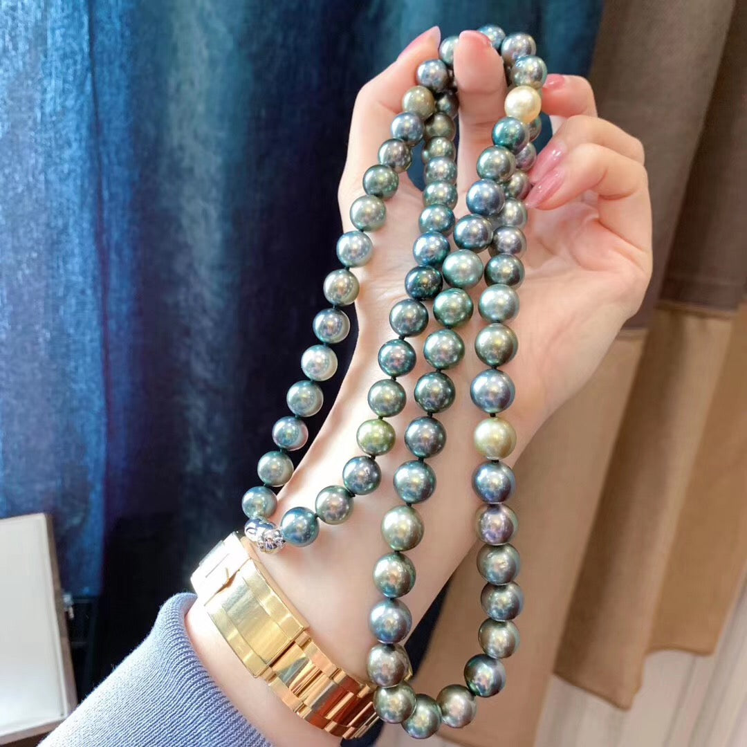 AAAAA 10-12 mm Mixed Color Tahitian Pearl Necklace