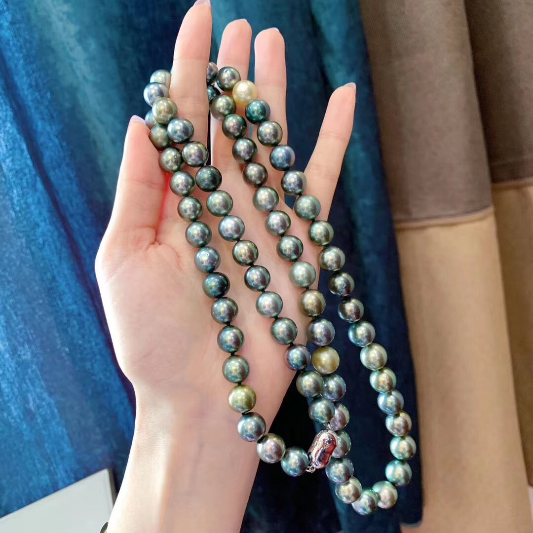 AAAAA 10-12 mm Mixed Color Tahitian Pearl Necklace