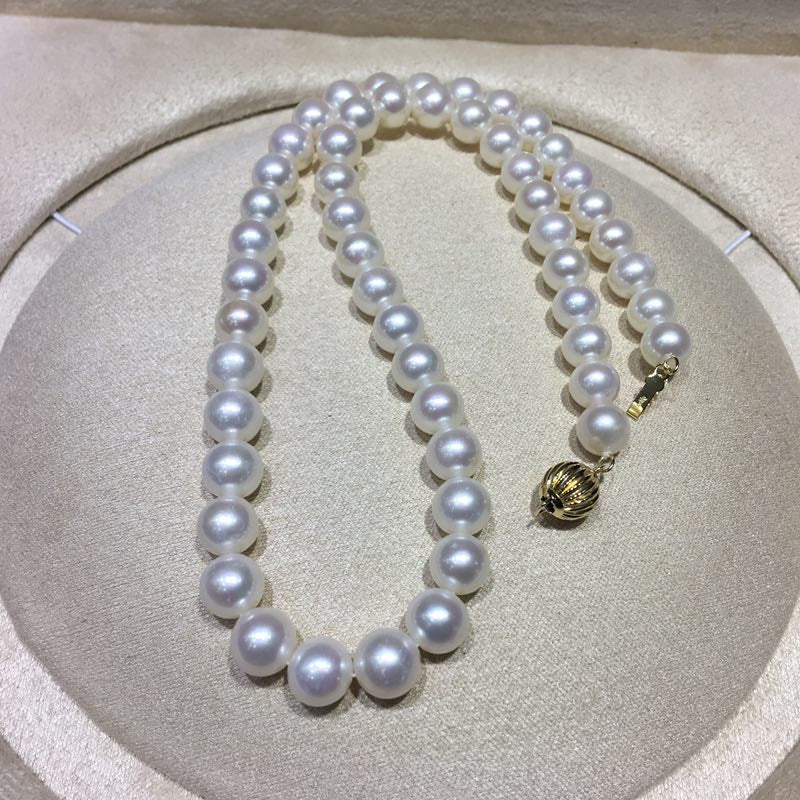 AAAAA Natural White Pearl (9-10mm) Collar 18" Necklace by MMK