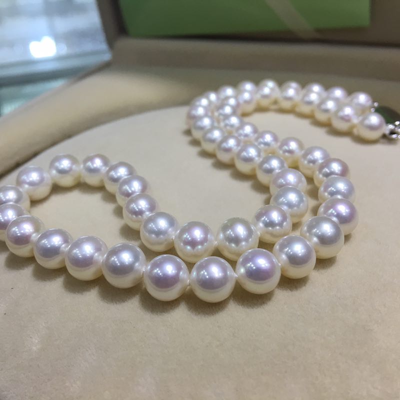 AAAAA Natural White Pearl (9-10mm) Collar 18" Necklace by MMK