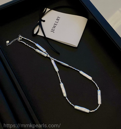 Long-Form Baroque Pearl Necklace – Artisan Silver Design | Sterling Silver