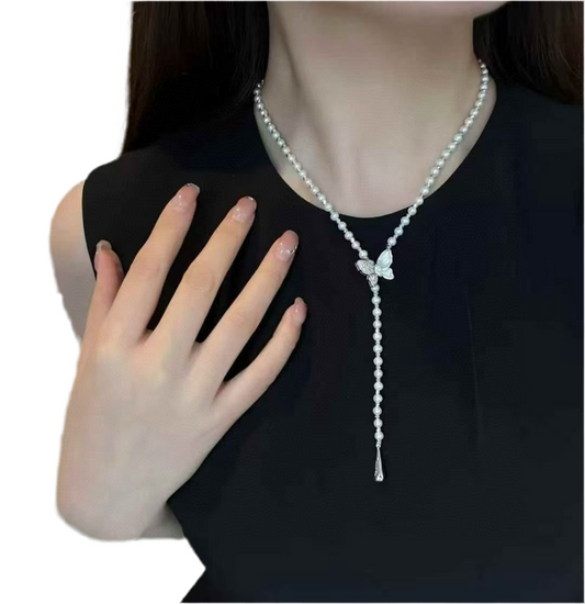 Butterfly Pearl Necklace | 4–5mm Pearls | Adjustable 60cm/23.5 inches
