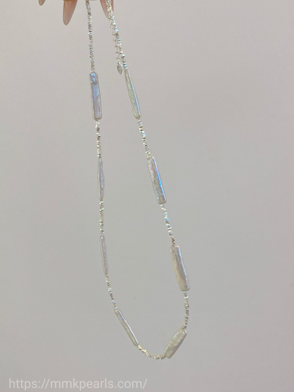 Long-Form Baroque Pearl Necklace – Artisan Silver Design | Sterling Silver