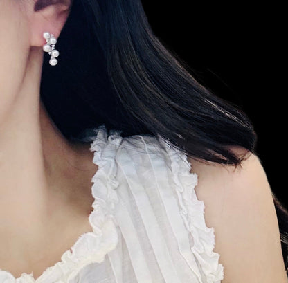 Baby Grape Inspired Pearl Stud Earrings | 4–5mm Genuine Freshwater Pearls | 14K White Gold Filled | Elegant Cluster New Design