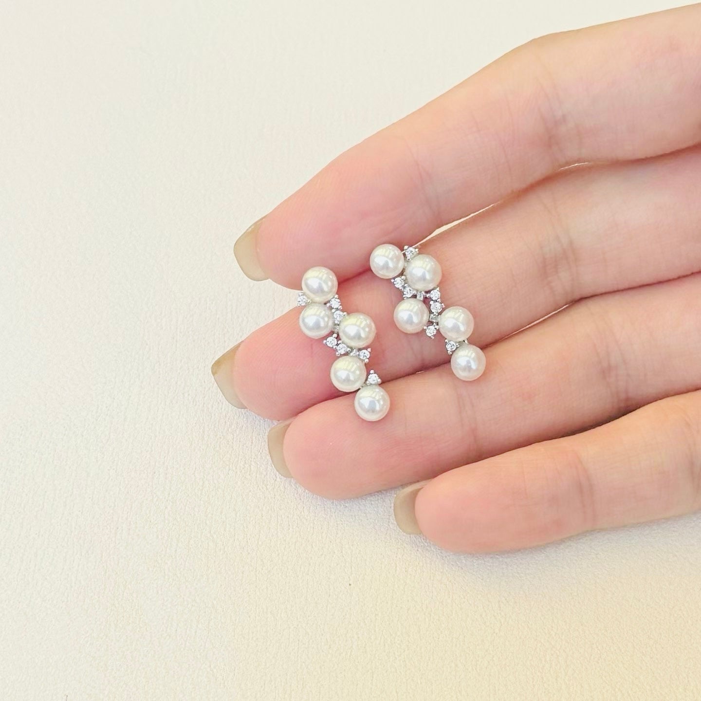 Baby Grape Inspired Pearl Stud Earrings | 4–5mm Genuine Freshwater Pearls | 14K White Gold Filled | Elegant Cluster New Design