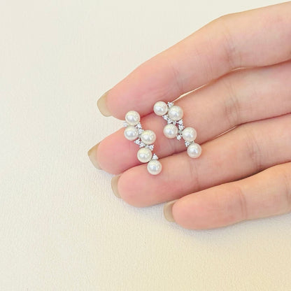 Baby Grape Inspired Pearl Stud Earrings | 4–5mm Genuine Freshwater Pearls | 14K White Gold Filled | Elegant Cluster New Design