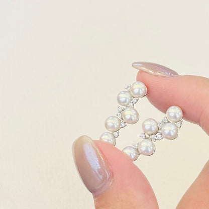 Baby Grape Inspired Pearl Stud Earrings | 4–5mm Genuine Freshwater Pearls | 14K White Gold Filled | Elegant Cluster New Design