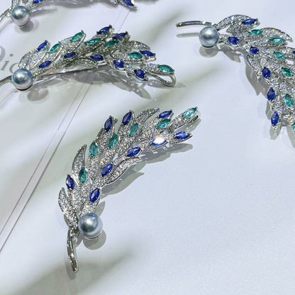 Feather Shaped Pearl Brooch