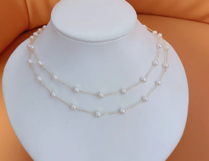Long Starry Pearl Necklace Design A