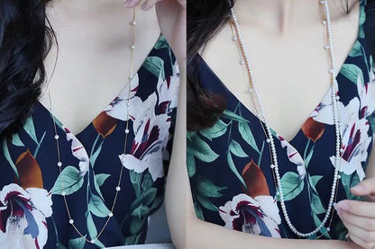 Long Starry Pearl Necklace Design A