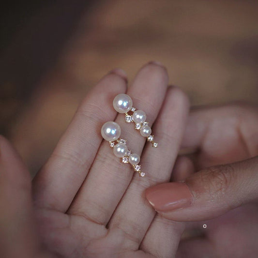 Starry Night Stud Earrings | Sterling Silver | 3-7mm Pearls