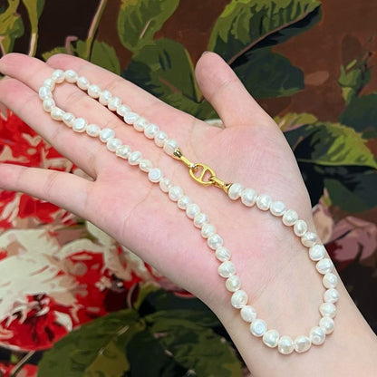 Natural Baroque Pearl Choker | 40cm/15.75inch | 6–7mm Pearls | Sterling Silver Clasp
