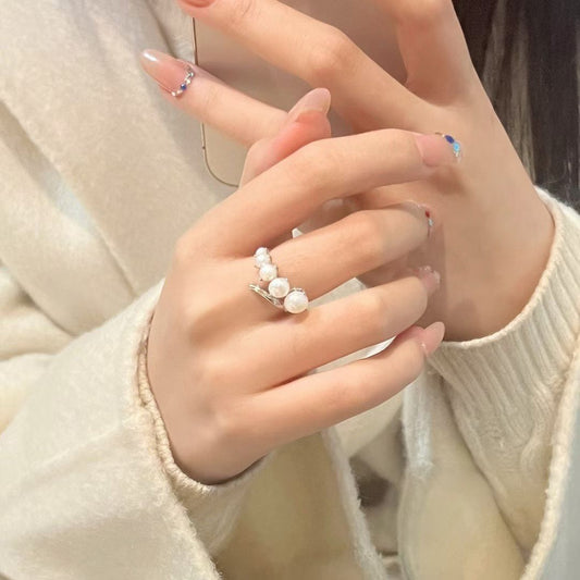 Adjustable Gradient Pearl Ring | Sterling Silver | 3–7mm Pearls