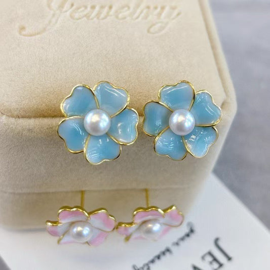 Enamel Flower Stud Earrings