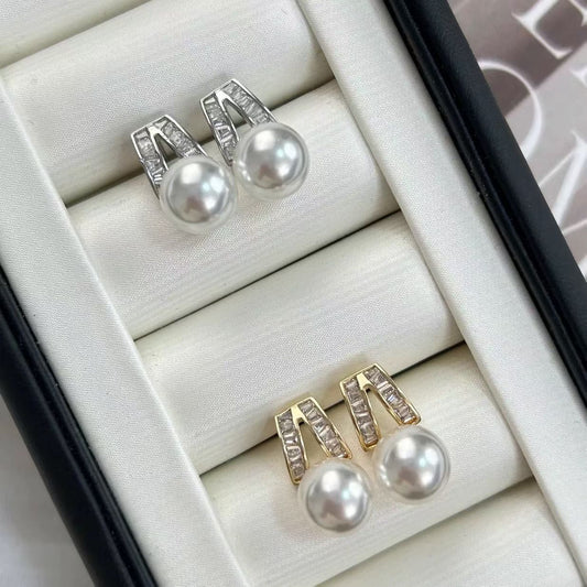 Minimalist Infinity Pearl Stud Earrings | 8–9mm Natural Pearls