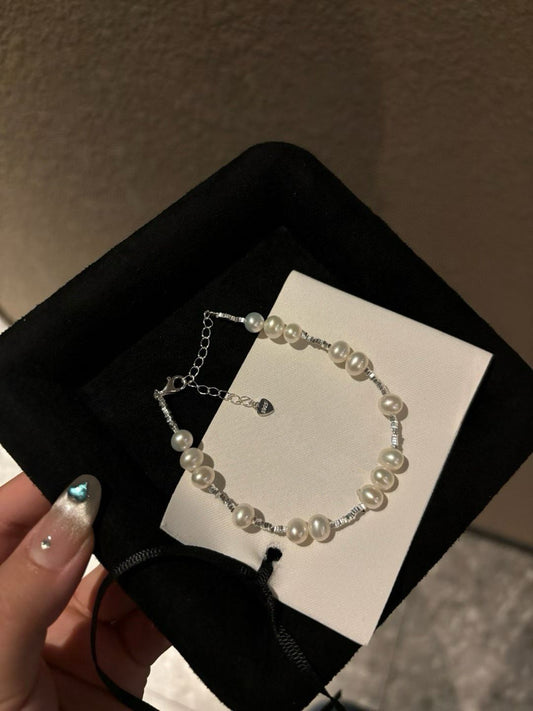 Sterling Silver Pearl Bracelet | 6mm Flawless Natural Pearls | Adjustable Chain