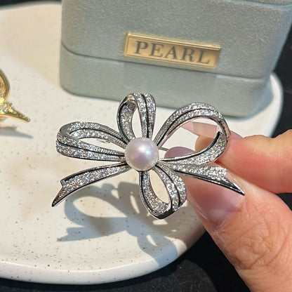 Bow Pearl Brooch Pin | 8–9mm Pearl