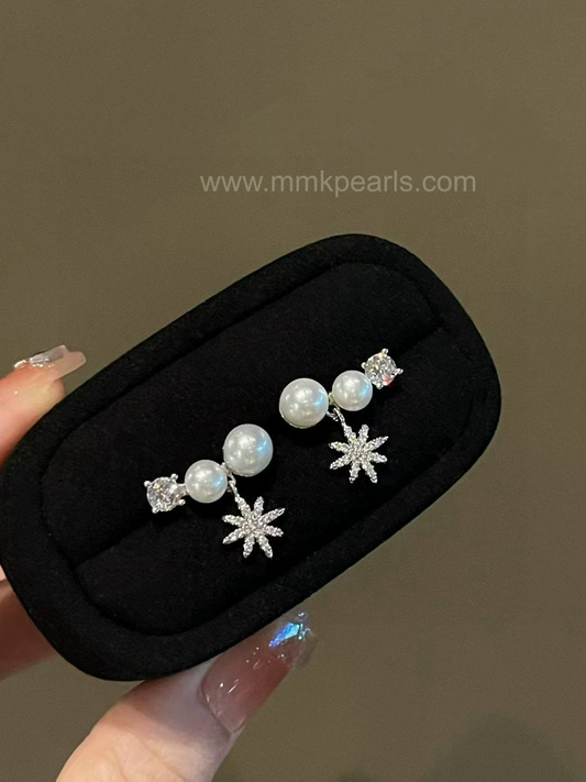 Starry Pearl Studs Earrings |  5-7mm Pearl