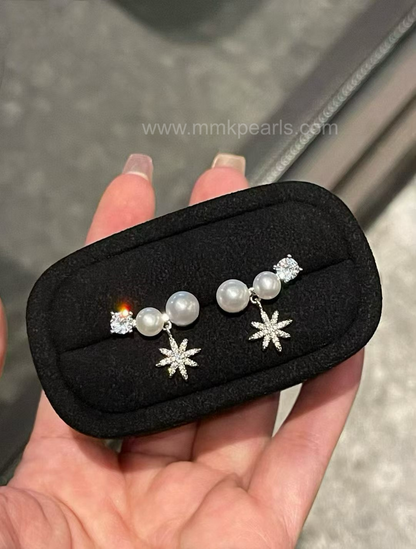 Starry Pearl Studs Earrings |  5-7mm Pearl