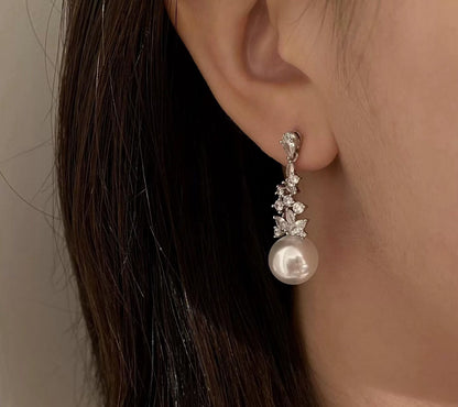 Sparkling Pearl Silver Earrings for Women | 8.5–9mm Pearls | 925 Sterling Silver Stud Earrings