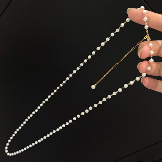 Long Starry Pearl Necklace Design B