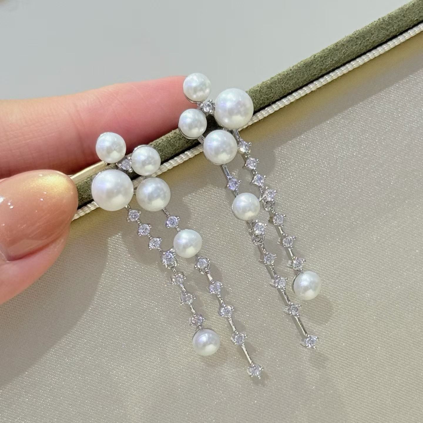 Starry Night Tassel Pearl Necklace and Earrings| 4–7mm Natural Freshwater Pearls | 14K White Gold-Filled Pendant | Galaxy-Inspired Statement Necklace for Women | Elegant Celestial Jewelry Gift