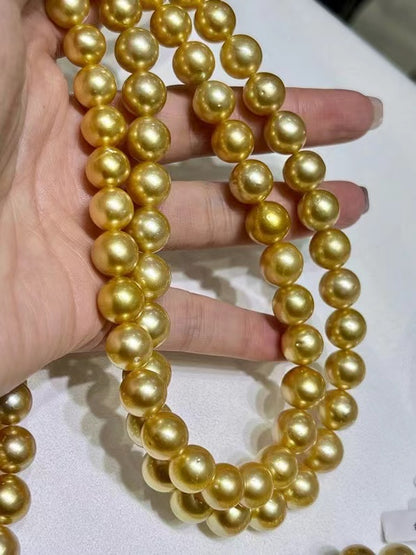 Southsea Golden Pearl Single-String Necklace | 9–11mm | Natural Champagne Gold Tone | AAA Grade | GIA Certified | 18K Clasp