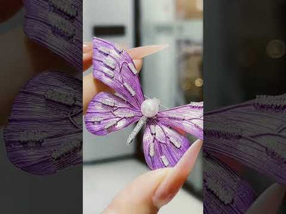 Purple Aura Butterfly Pearl Brooch